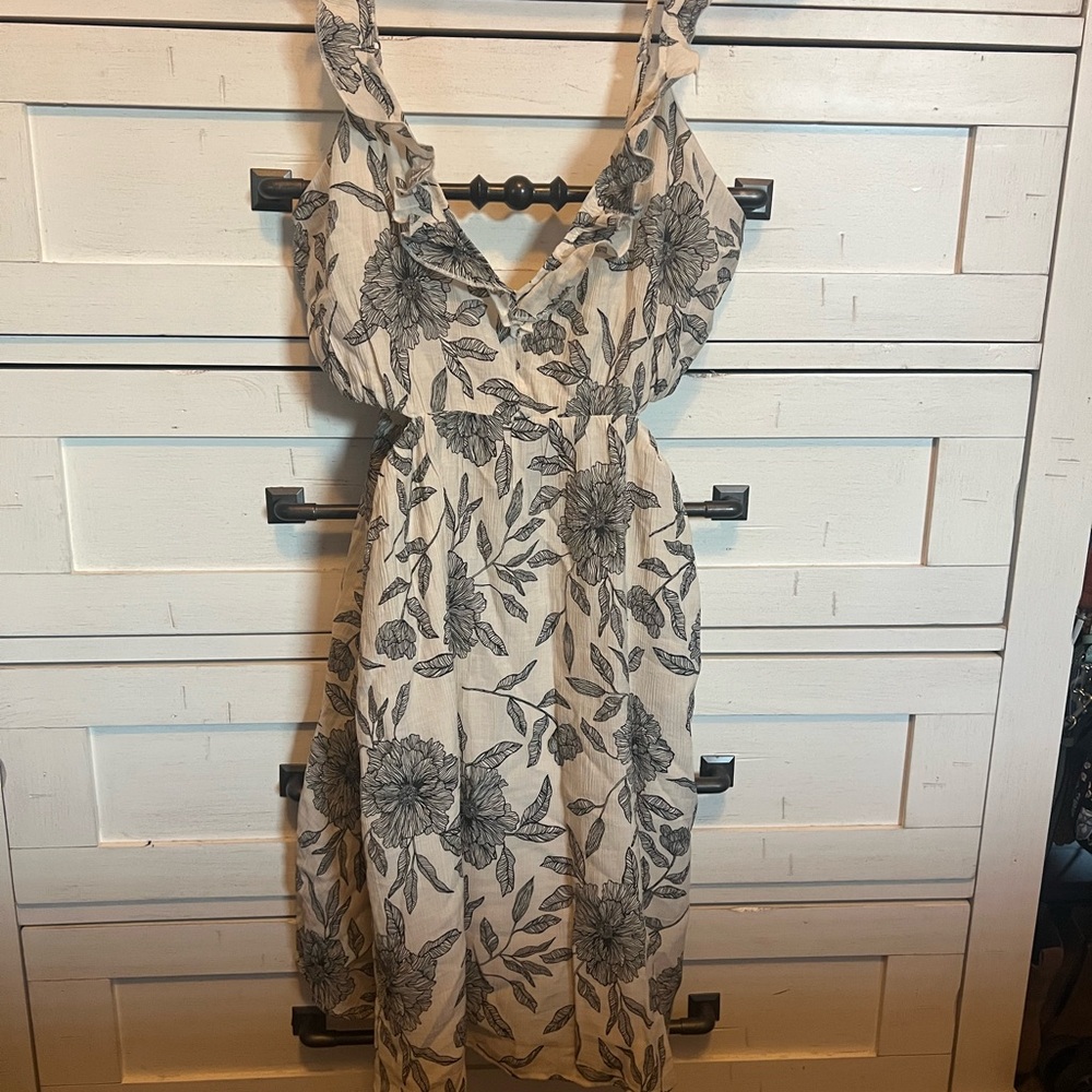 Abercrombie & Fitch Cream Spaghetti Strap Sundress Midi